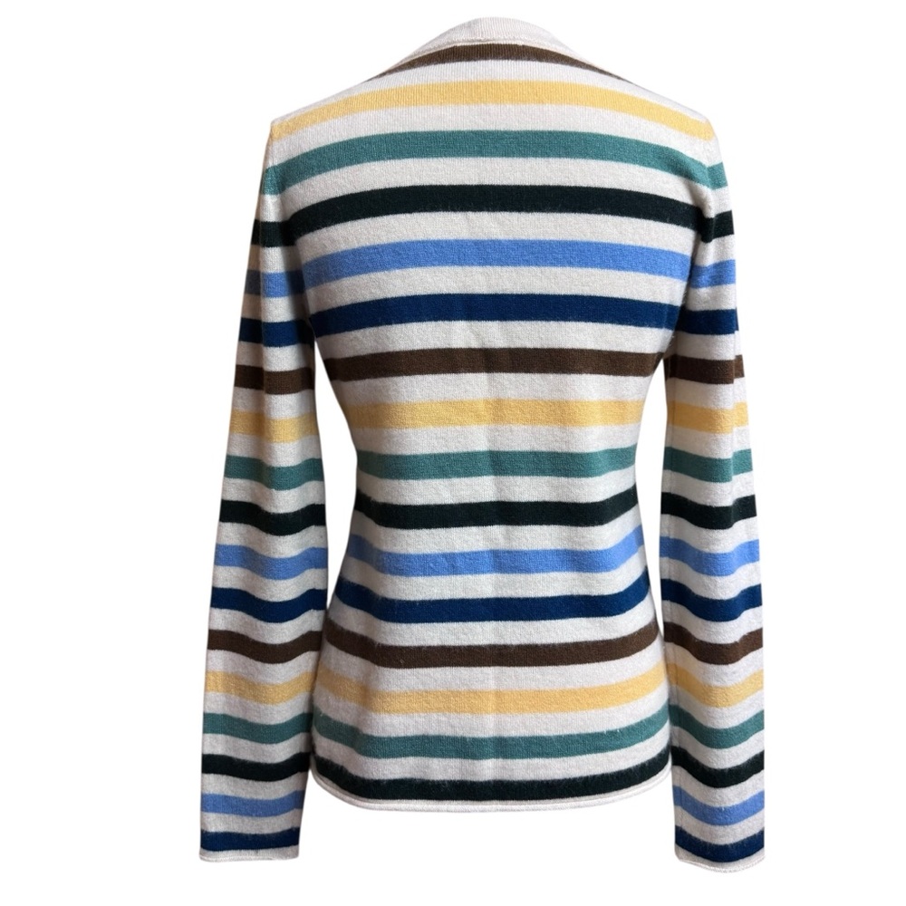 Vince Mixed Striped Cashmere Sweater Crewneck Size L Cozy Preppy - Picture 2 of 13